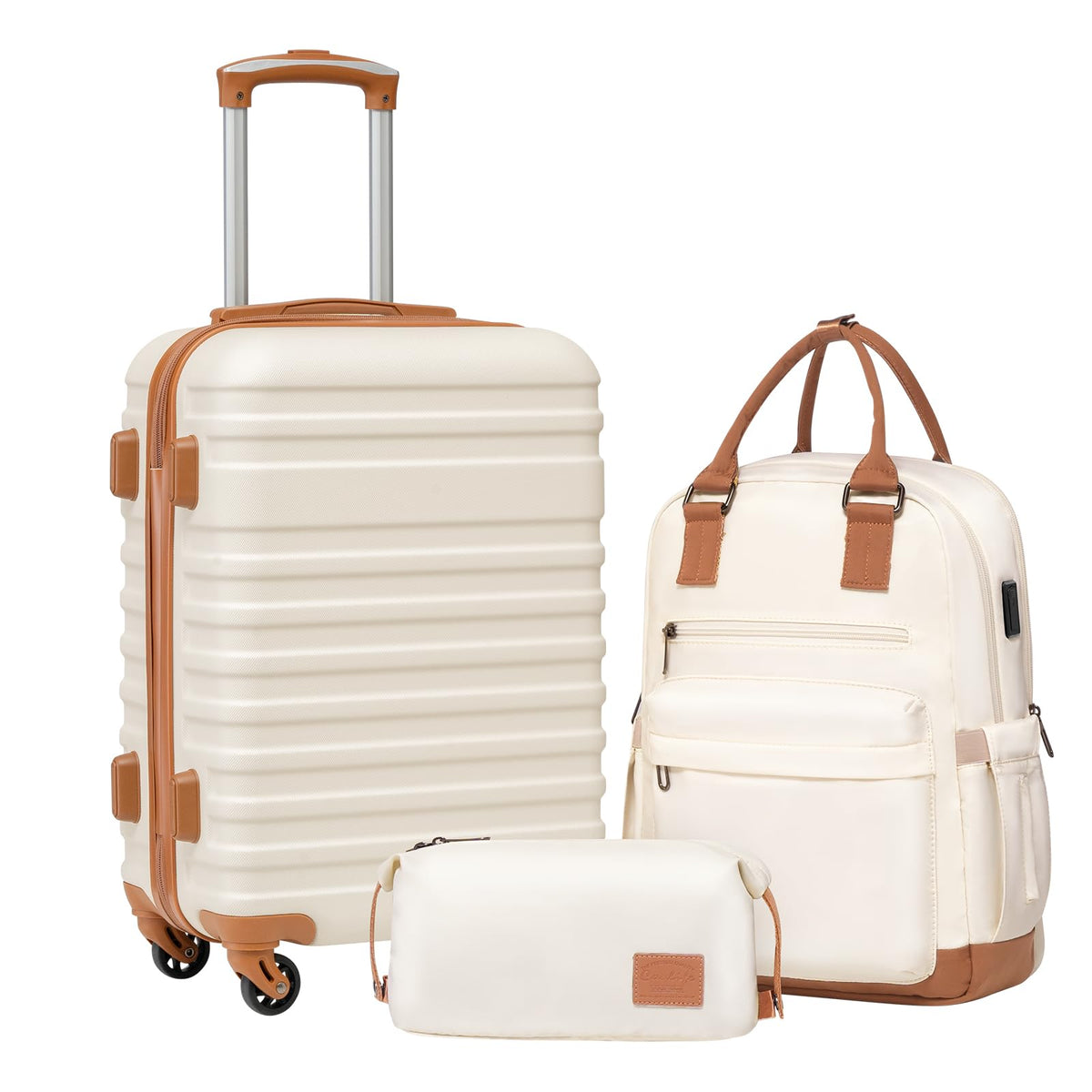 White 3 Piece Hardside Luggage Set L52625