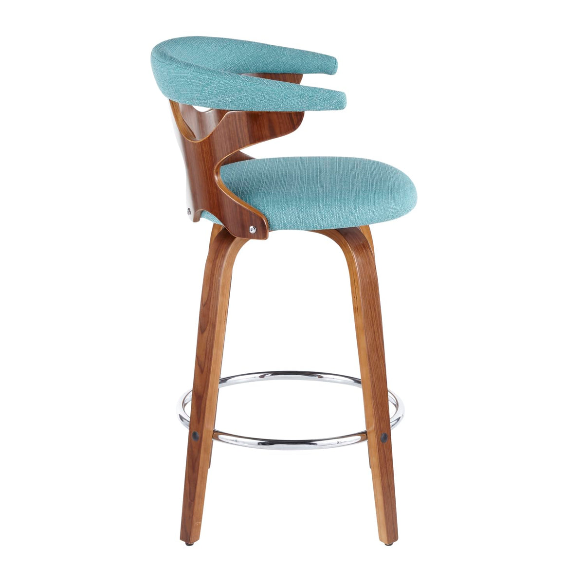 Walnut and Teal Fabric Counter Stool Set of 2 Y741