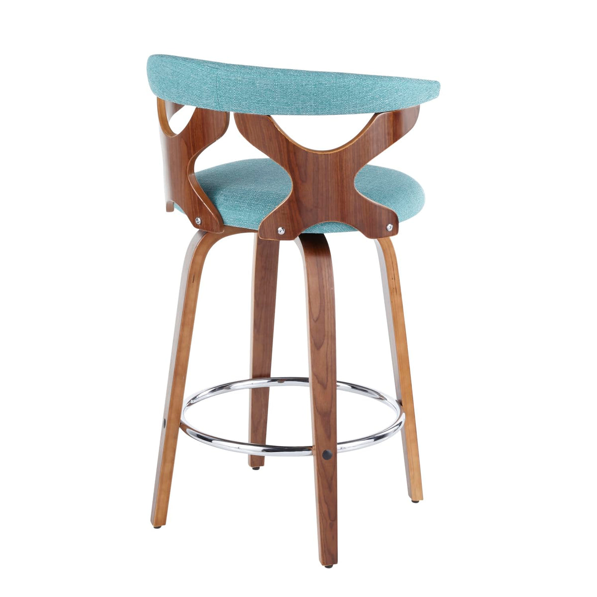 Walnut and Teal Fabric Counter Stool Set of 2 Y741