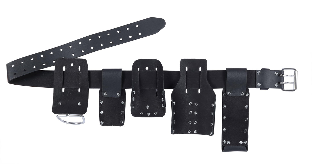 Black Leather 5-Piece Tool Belt Set S6532