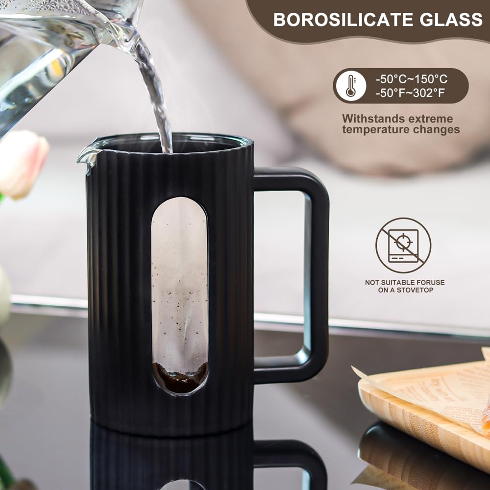 French Press Coffee Maker 12OZ Borosilicate Glass X741