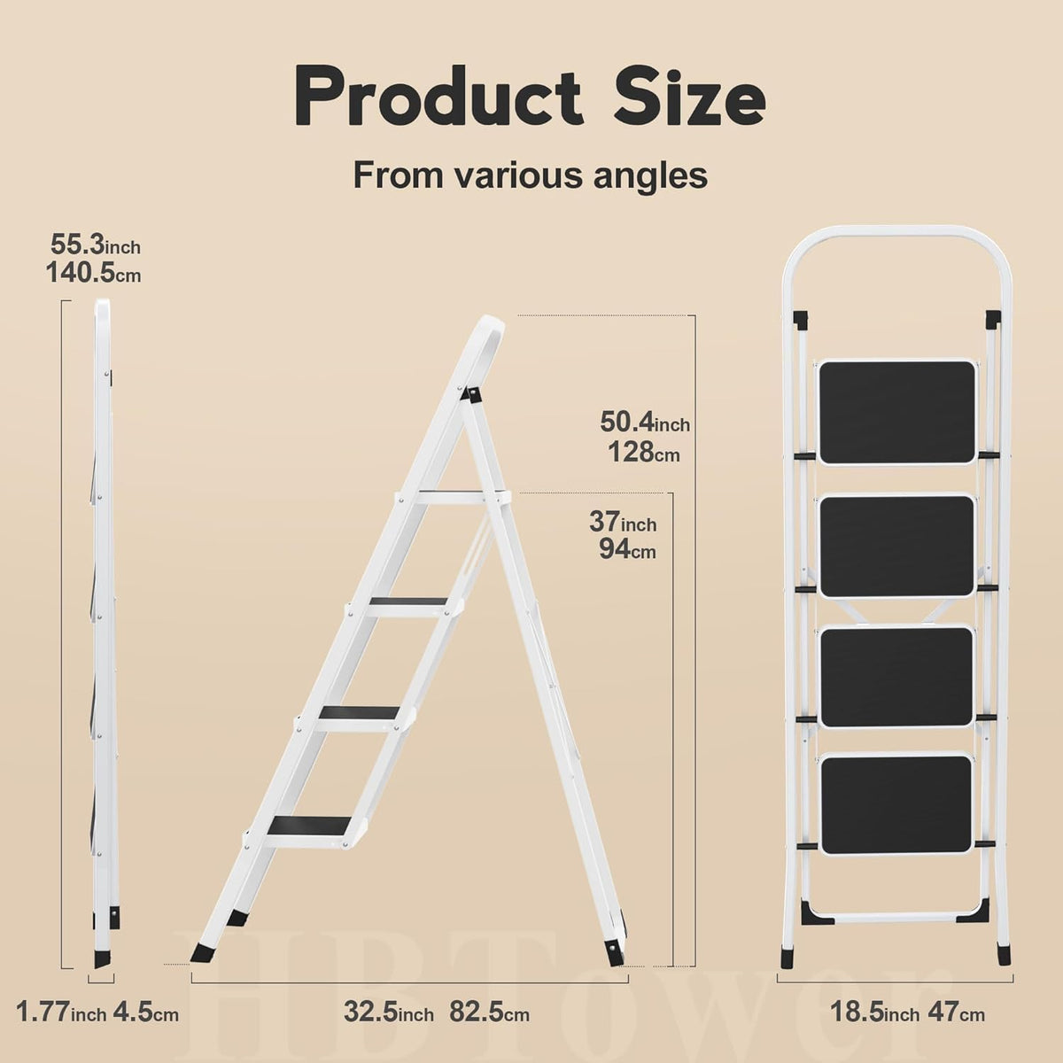 4 Step Folding Step Stool with Handle F572