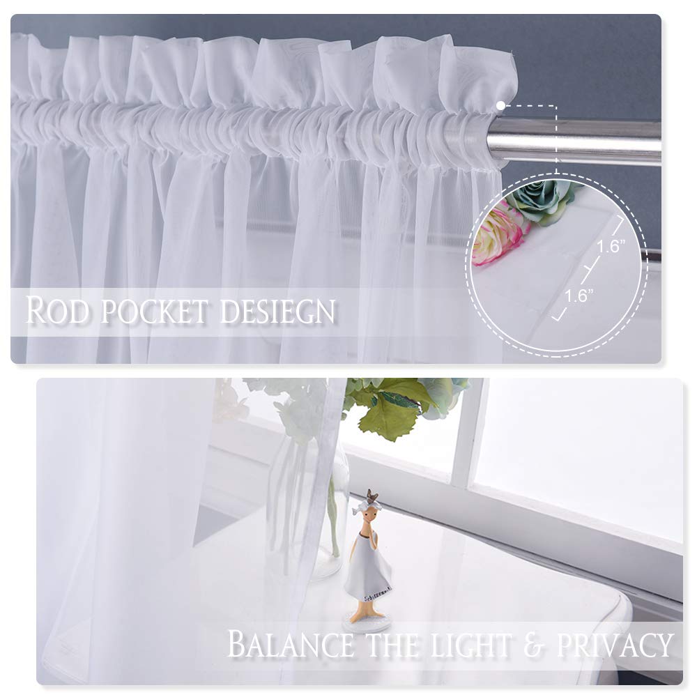 White 84 Inch Sheer Voile Curtain Panel Y3165