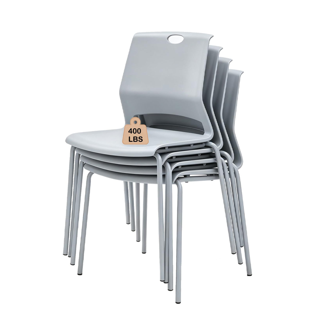 Grey Stacking Guest Chairs Set of 4 Q880