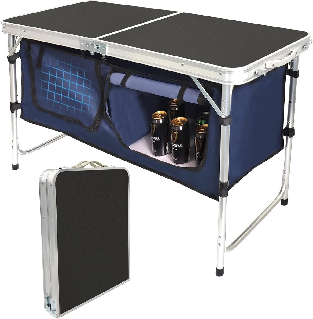 Folding Aluminum Camping Table with Storage Compartment H319