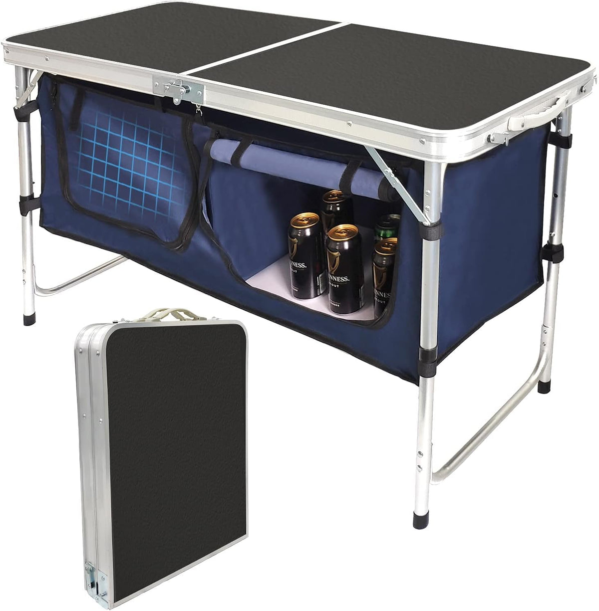 Folding Aluminum Camping Table with Storage Compartment H319