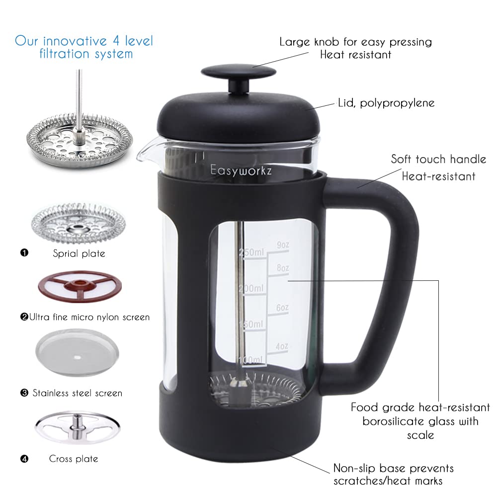 12 oz French Press Coffee Tea Maker with Measuring Spoon P523