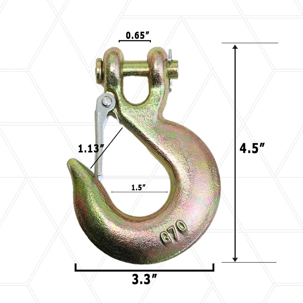 4 Pack 3/8" Grade 70 Forged Clevis Slip Hook with Safety Latch O4807
