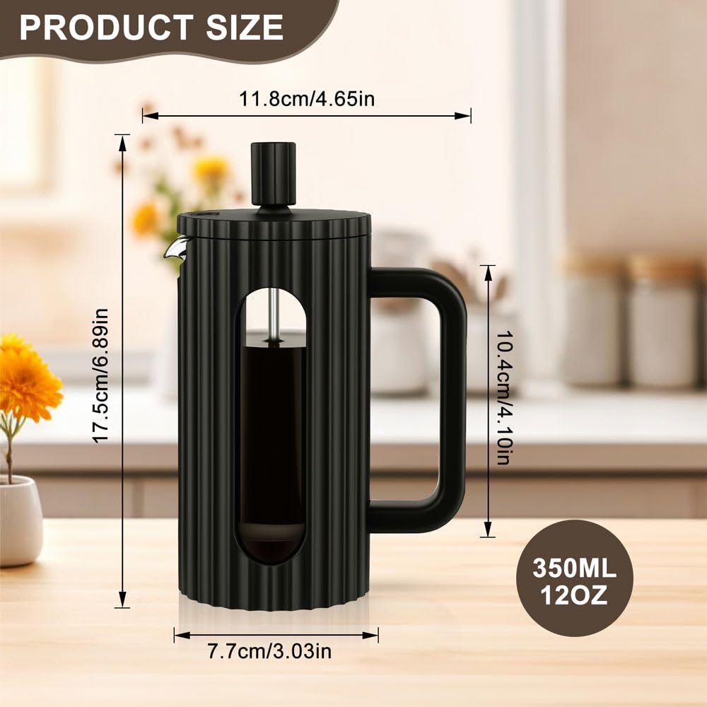 French Press Coffee Maker 12OZ Borosilicate Glass X741