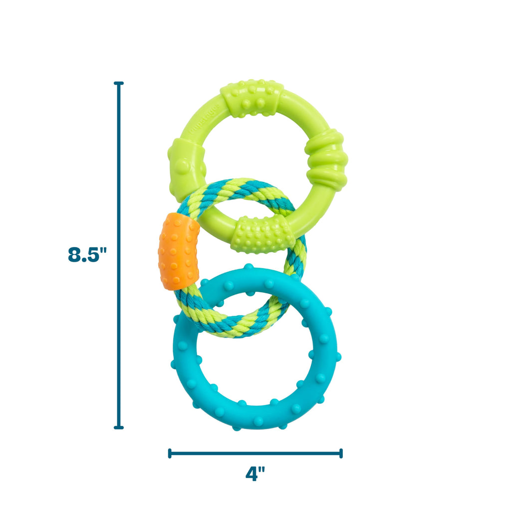 Dog Chew Toy Textured Rings & Woven Rope 8.5" Z696711