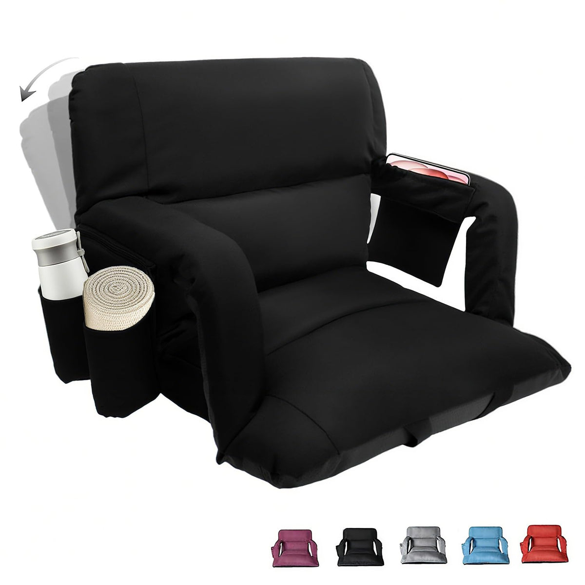 Black 25" Wide Stadium Seat with Back Support B158