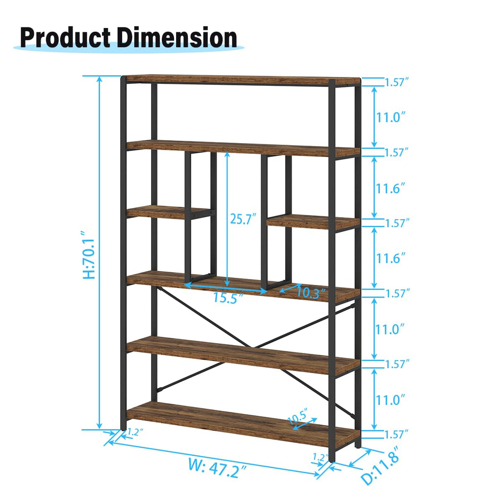 6 Tier Industrial Bookshelf J178