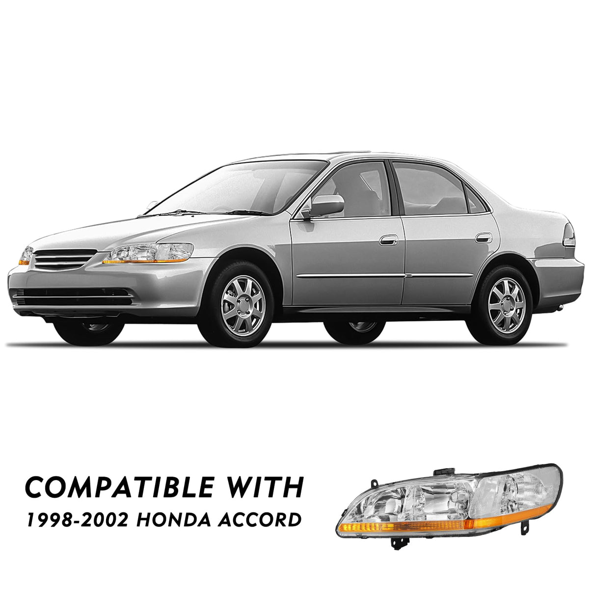 Headlight Assembly with Chrome Housing and Amber Reflector (L+R) A13116
