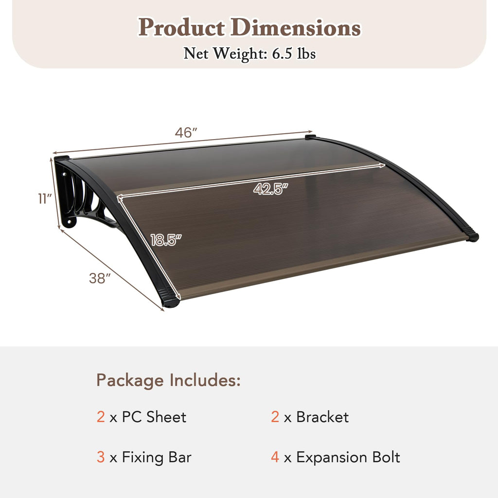 46" x 38" Polycarbonate Door Awning Canopy O916