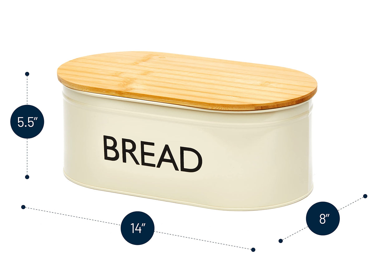 Metal Bread Box with Bamboo Lid O843318