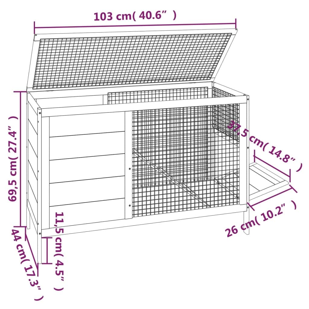 2-Tier Solid Pine Wood Rabbit Hutch U497