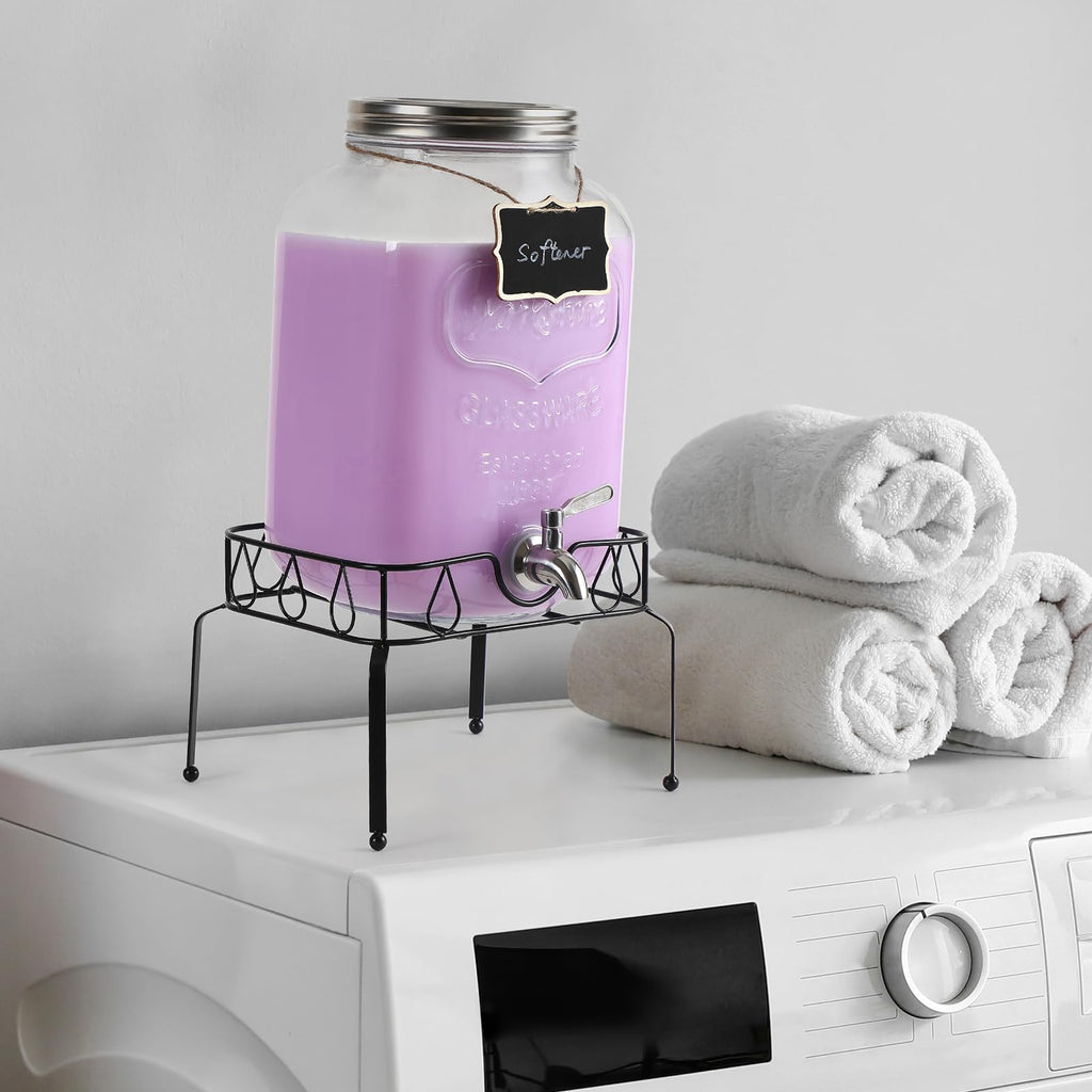 2 Gallon Glass Beverage Dispenser with Stand and Lid K2058