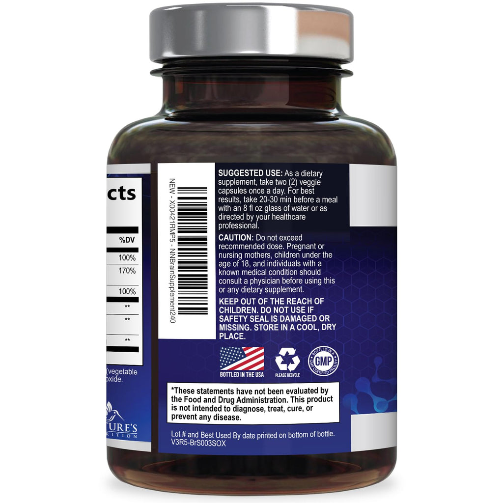 Brain Memory Supplement Pills 240 Capsules I936318