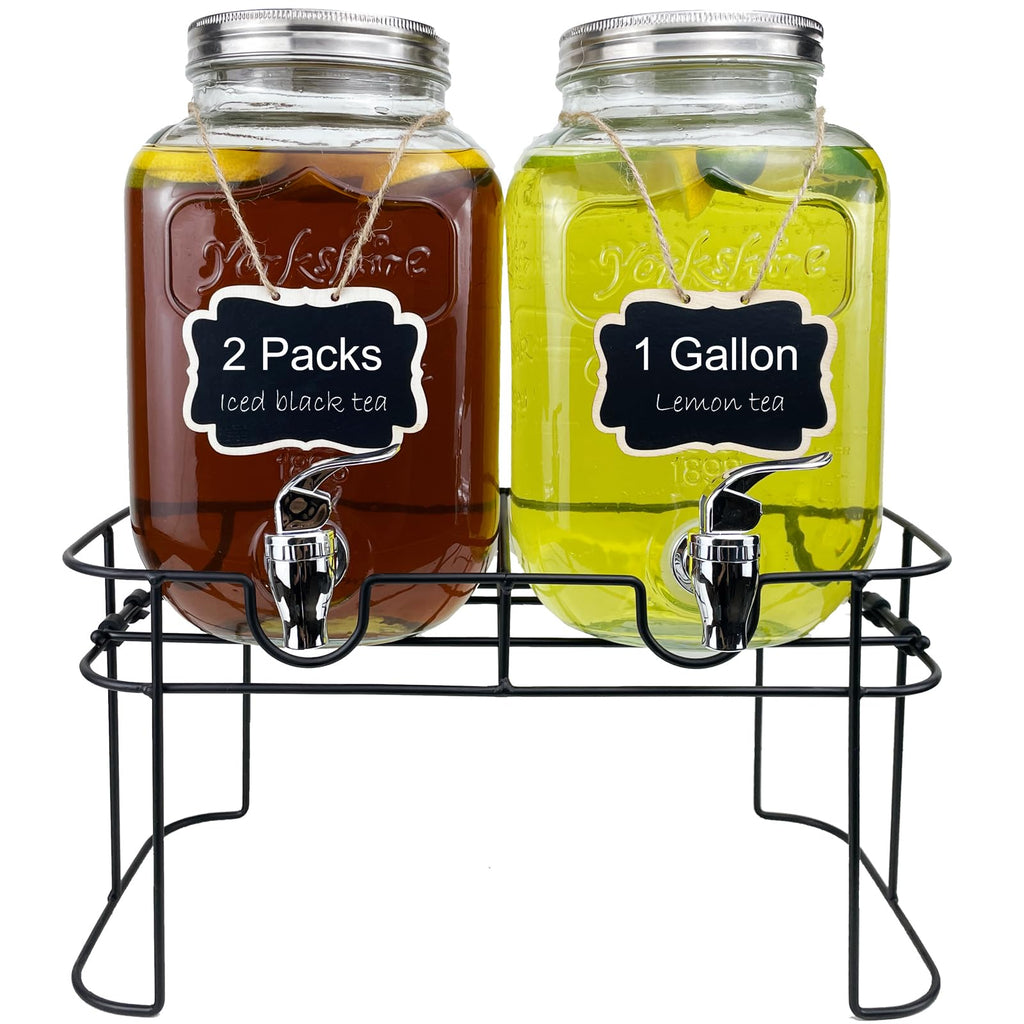 1 Gallon Glass Drink Dispenser with Spigot, 2 Packs I644333
