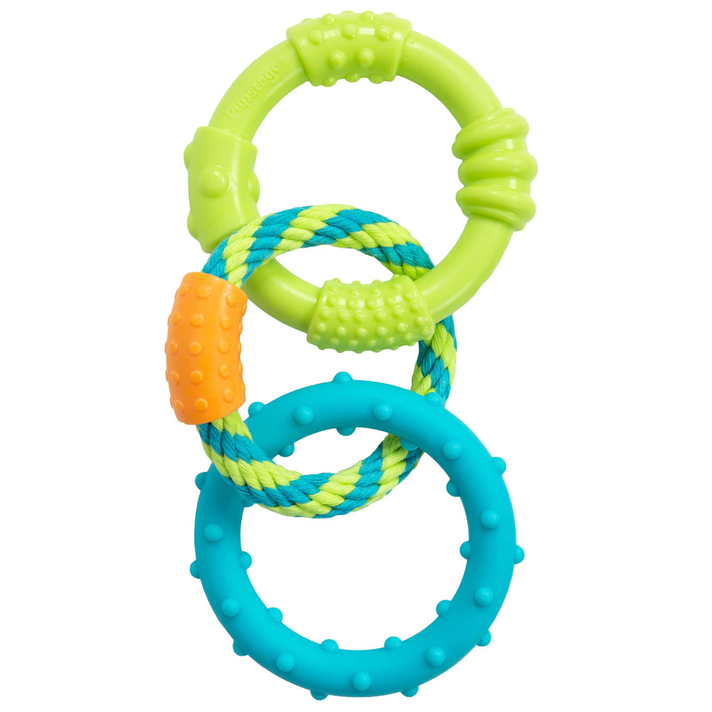 Dog Chew Toy Textured Rings & Woven Rope 8.5" Z696711