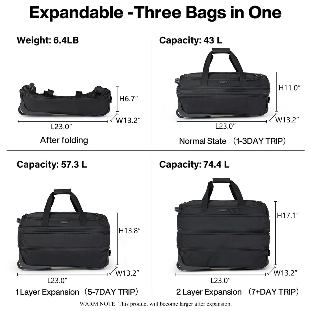 Expandable Carry On Luggage with Wheels Foldable Duffle Bag C39989