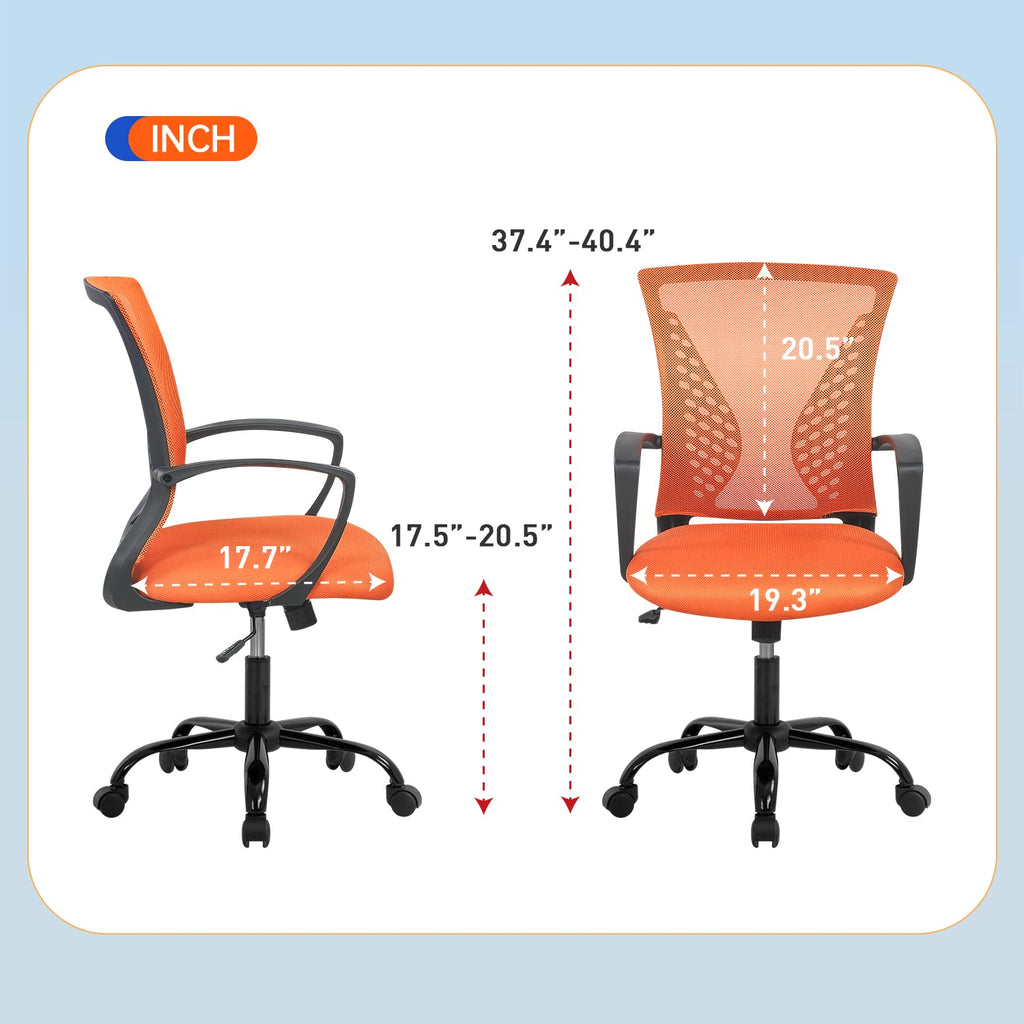 Orange Ergonomic Mesh Office Chair with Lumbar Support Armrest R775