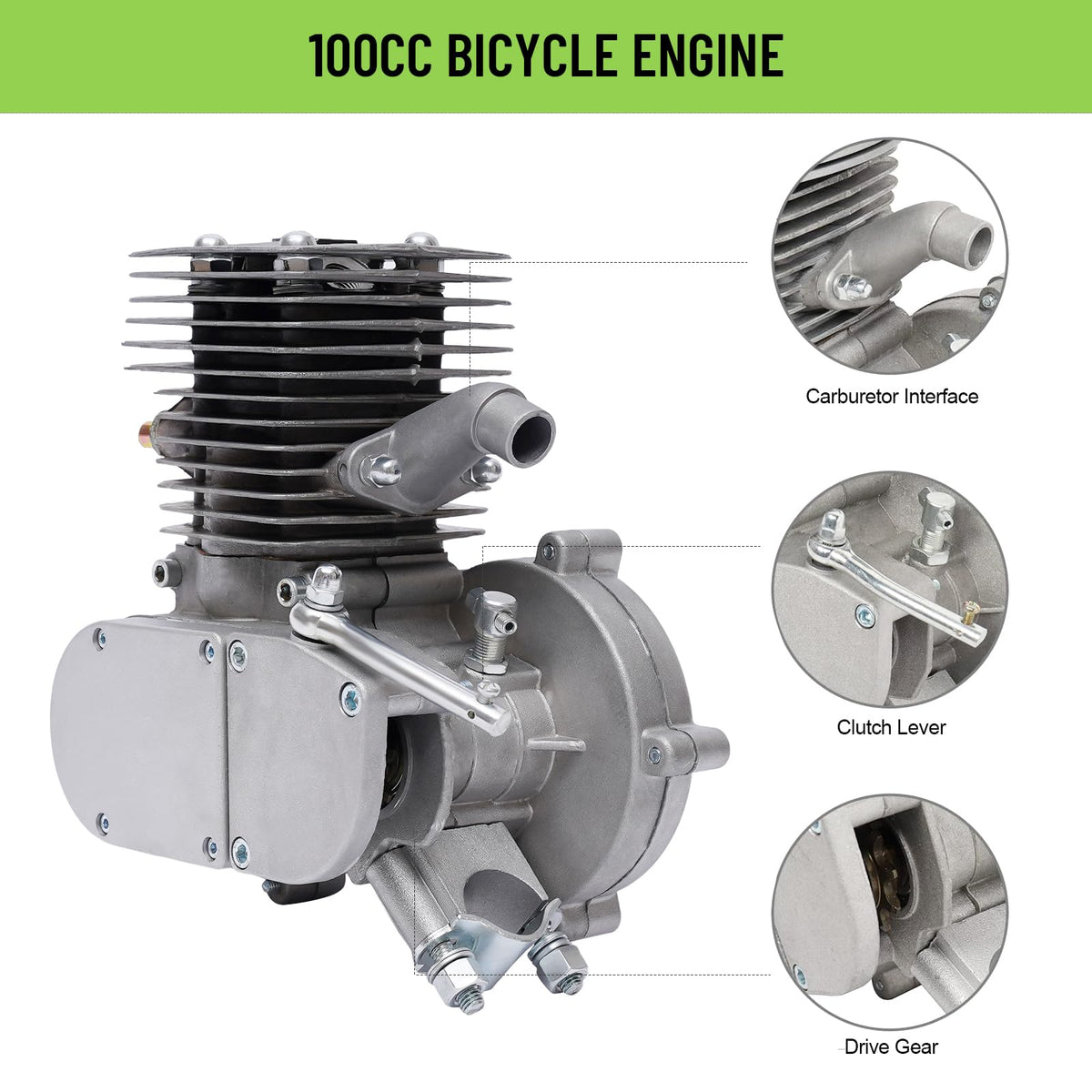 2 Stroke 100cc Bicycle Engine Kit with 44 Tooth Sprocket Y603