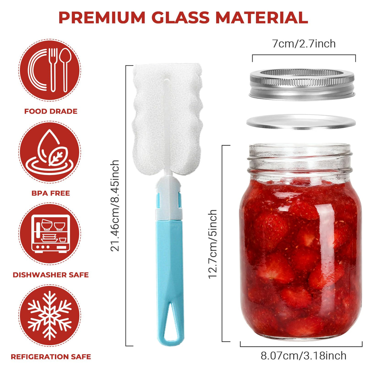 16 oz Glass Mason Jars 15 Pack W33159