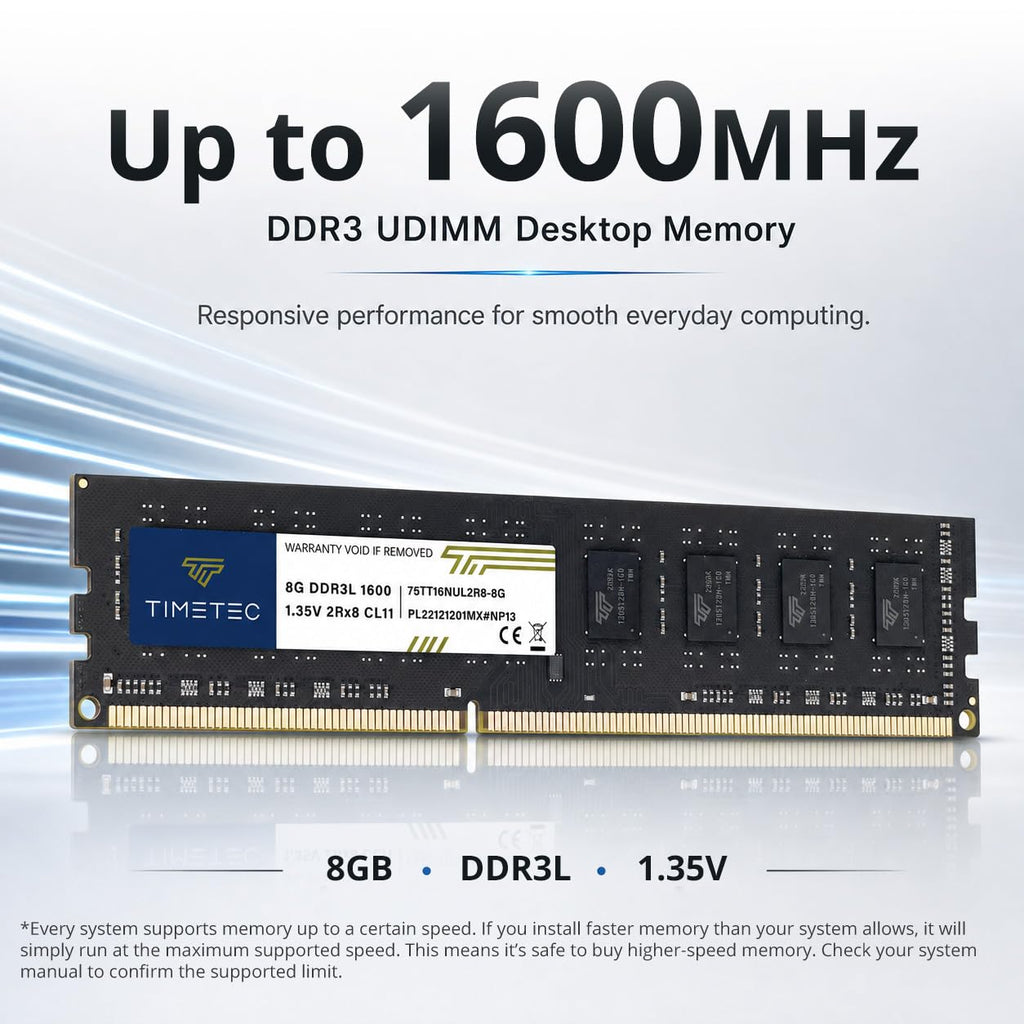 8GB DDR3L DDR3 1600MHz Non-ECC Unbuffered 240 Pin UDIMM Desktop Memory RAM Module Y53704