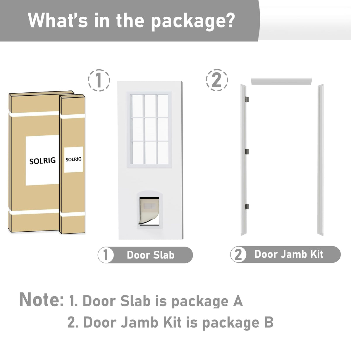 36" x 80" Front Door Slab with Prehung Door Jamb D3143
