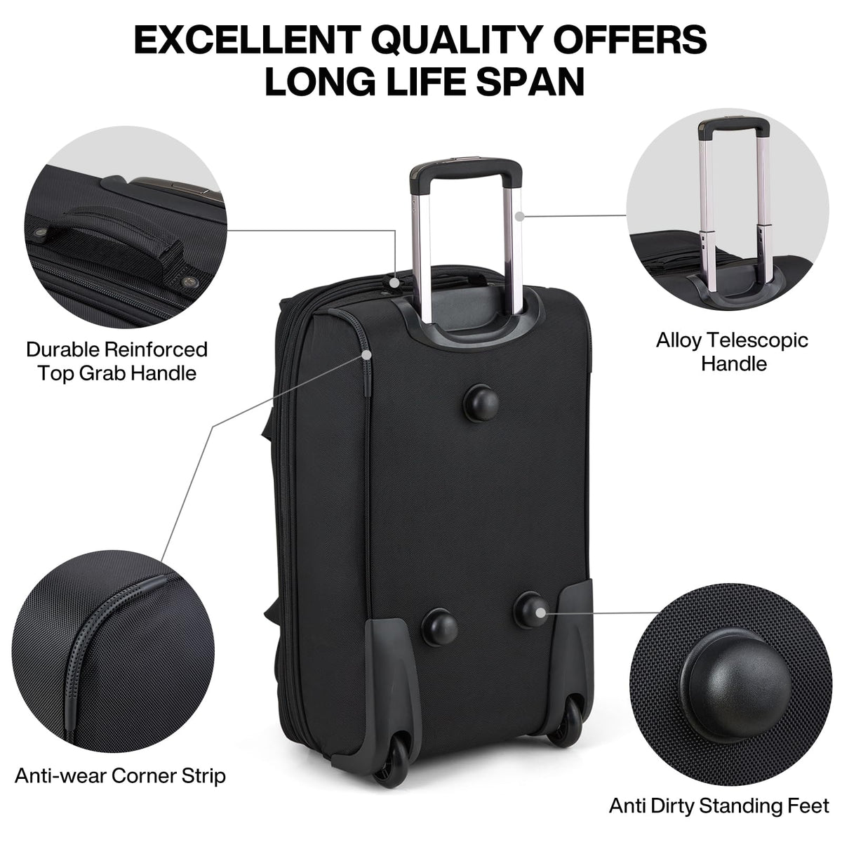 Expandable Carry On Luggage with Wheels Foldable Duffle Bag C39989