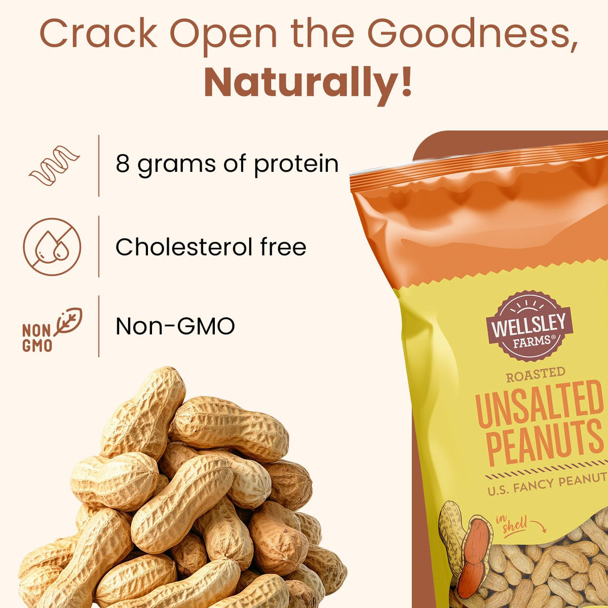 Unsalted Roasted In-Shell Peanuts 5 lb Bag X462