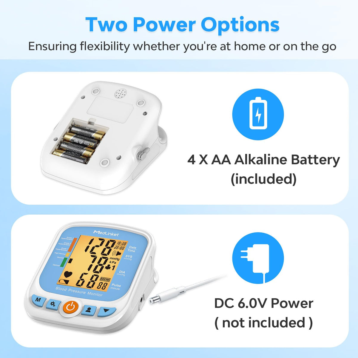 Blood Pressure Monitor with Adjustable Cuff and Backlit Display U905