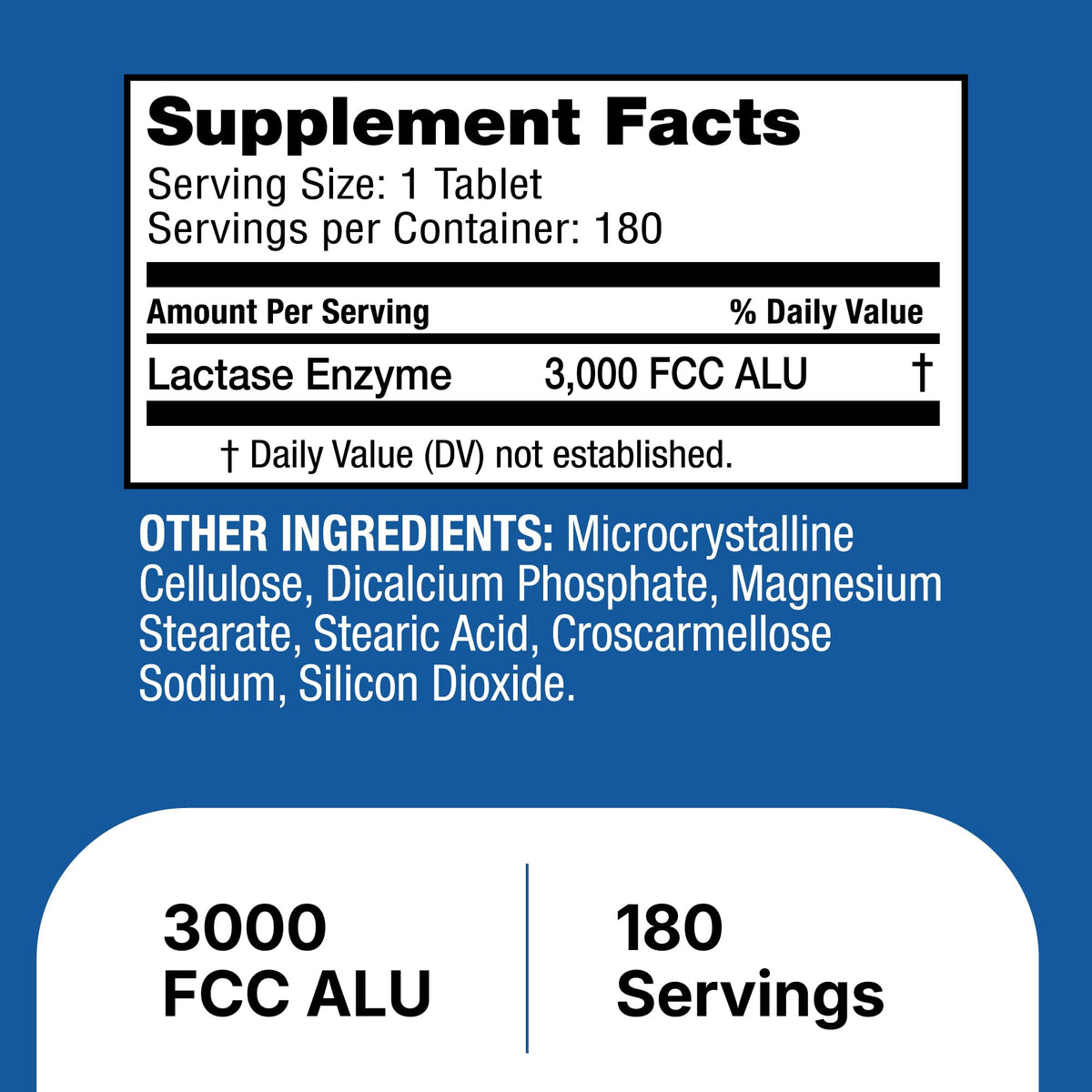 Unflavored Lactase Enzyme Tablets 180 Ct K349