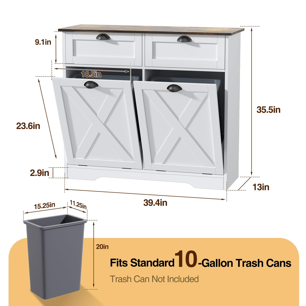 White Tilt Out Trash Cabinet M205614