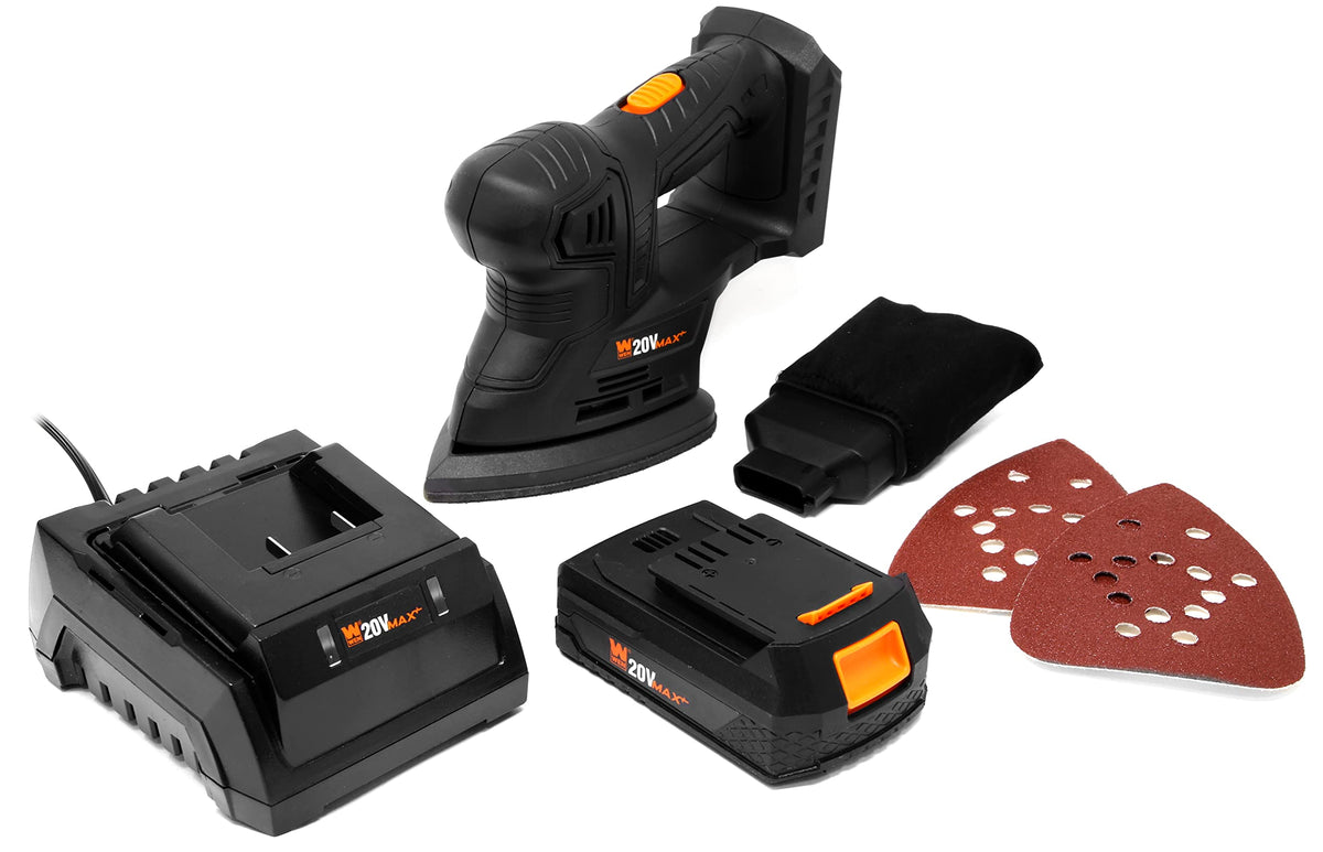 Cordless Palm Sander with 20V Max 2.0 Ah Lithium-Ion Battery and Charger I758