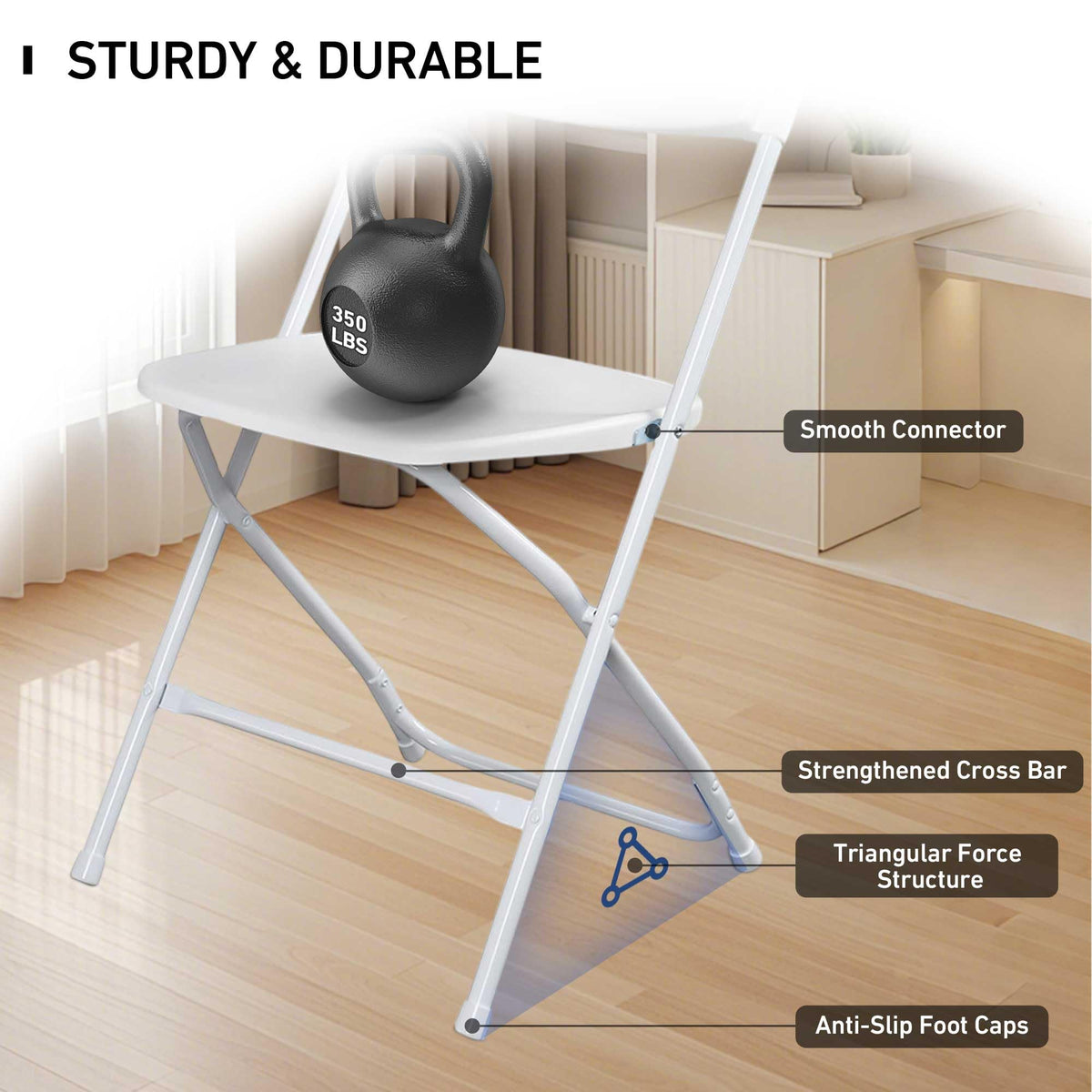 10 Pack White Plastic Folding Chairs with Steel Frame Q63319