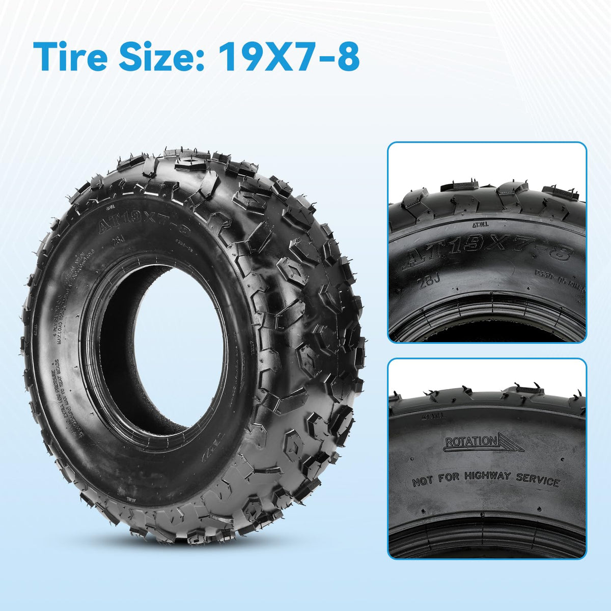 19x7-8 Mini Bike Tire Tubeless Replacement A8410