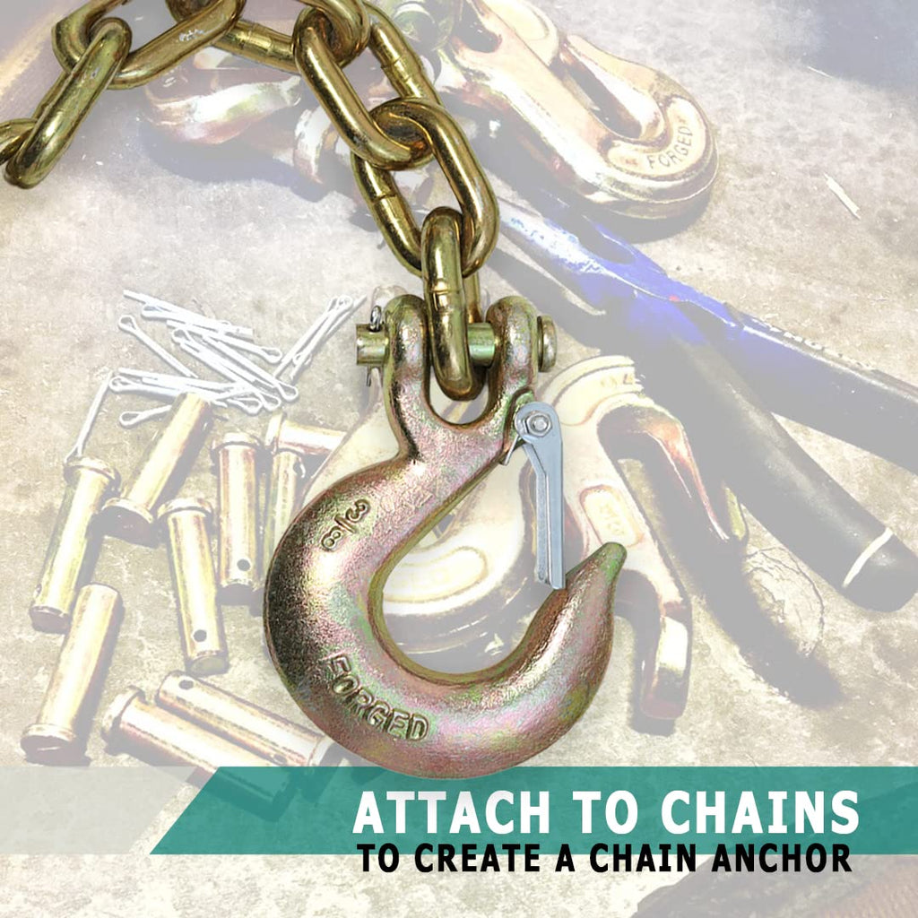 4 Pack 3/8" Grade 70 Forged Clevis Slip Hook with Safety Latch O4807
