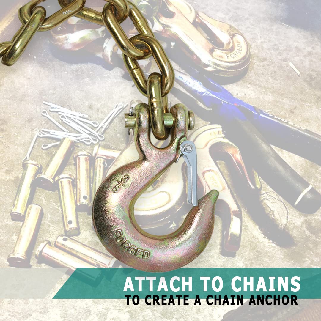 4 Pack 3/8" Grade 70 Forged Clevis Slip Hook with Safety Latch O4807
