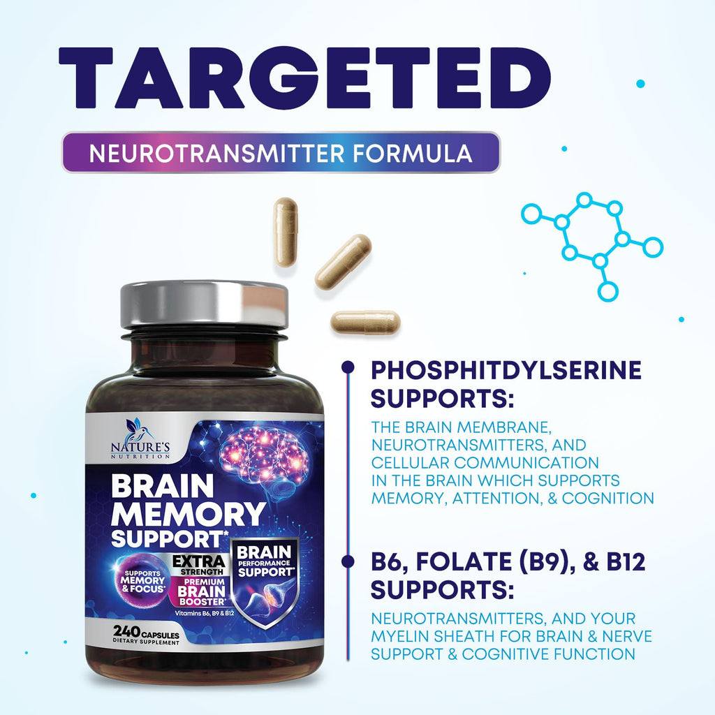 Brain Memory Supplement Pills 240 Capsules I936318