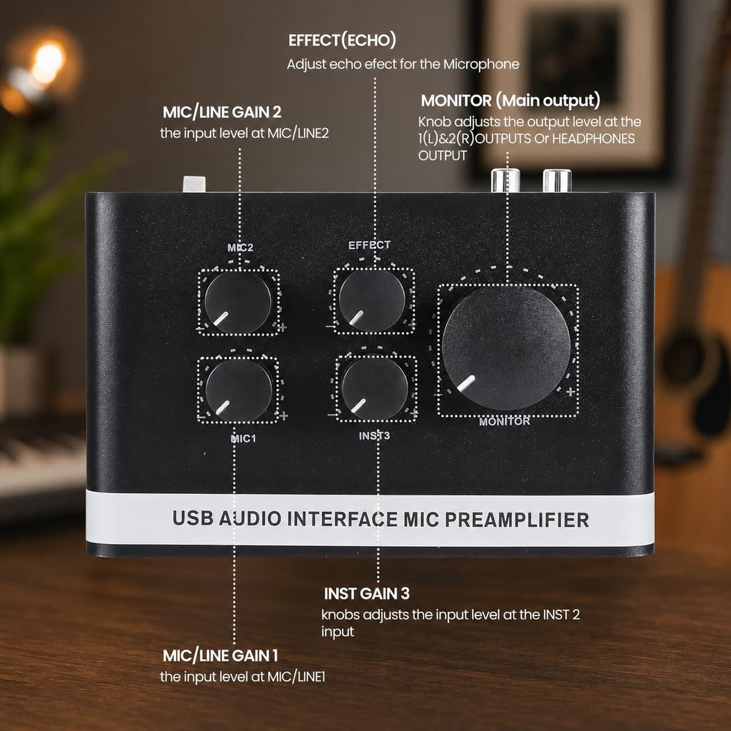 USB C Audio Interface with 48V Phantom Power T8583