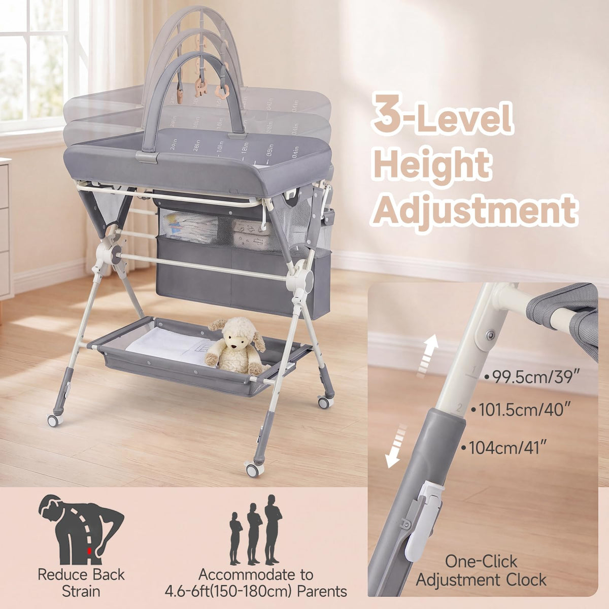 Portable Baby Changing Table with Wheels Y42722