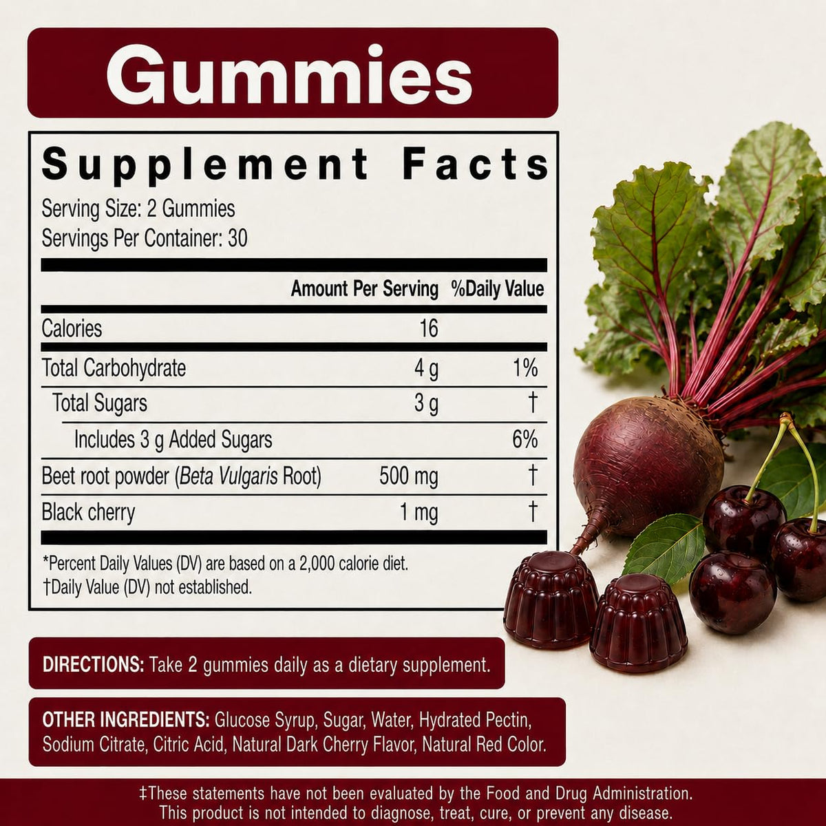 Beet Gummies 60 Count H5361