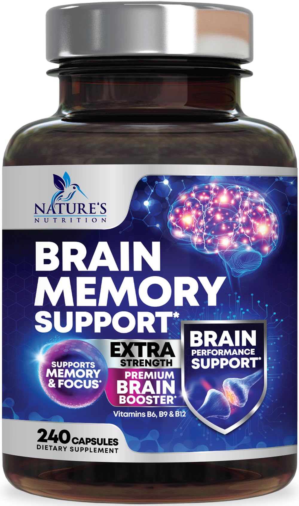 Brain Memory Supplement Pills 240 Capsules I936318