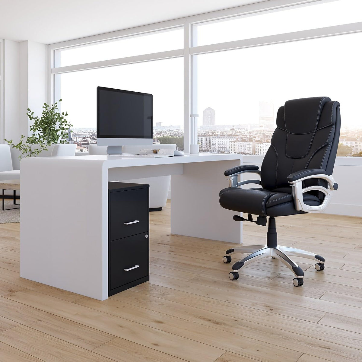 Black 2-Drawer Letter Size File Cabinet B347