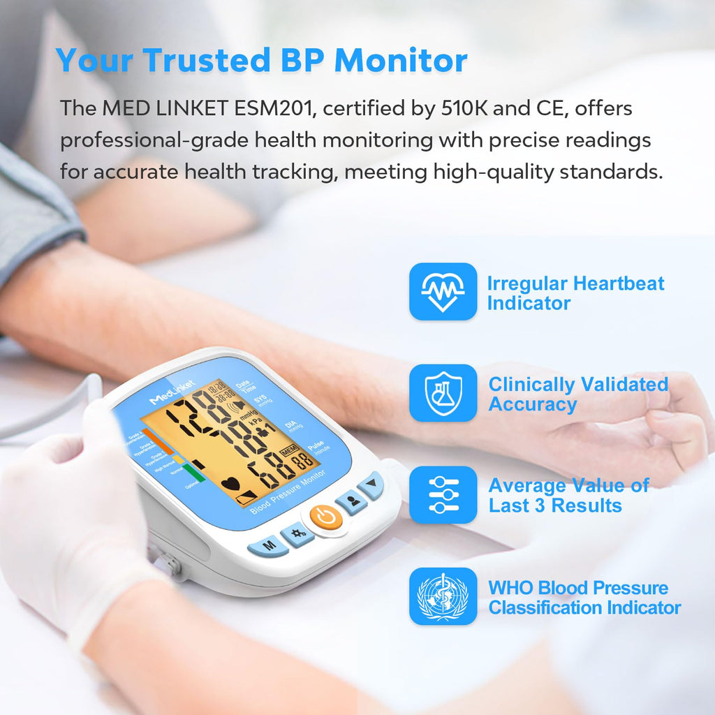 Blood Pressure Monitor with Adjustable Cuff and Backlit Display U905