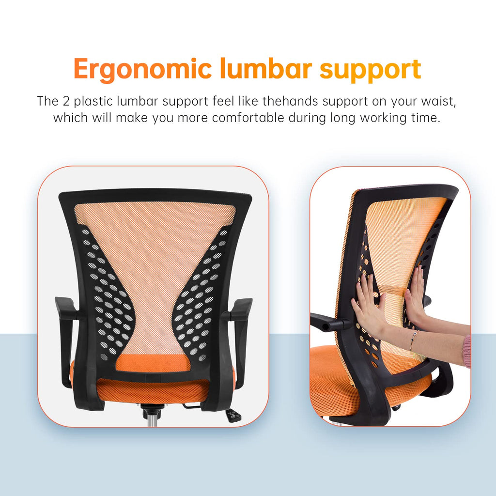 Orange Ergonomic Mesh Office Chair with Lumbar Support Armrest R775