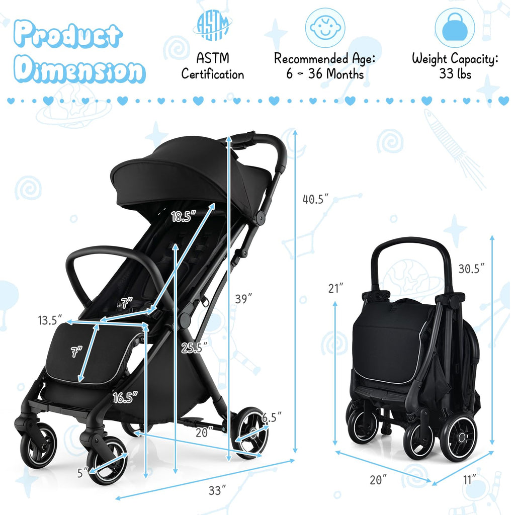 Lightweight Compact Baby Stroller with Canopy R714