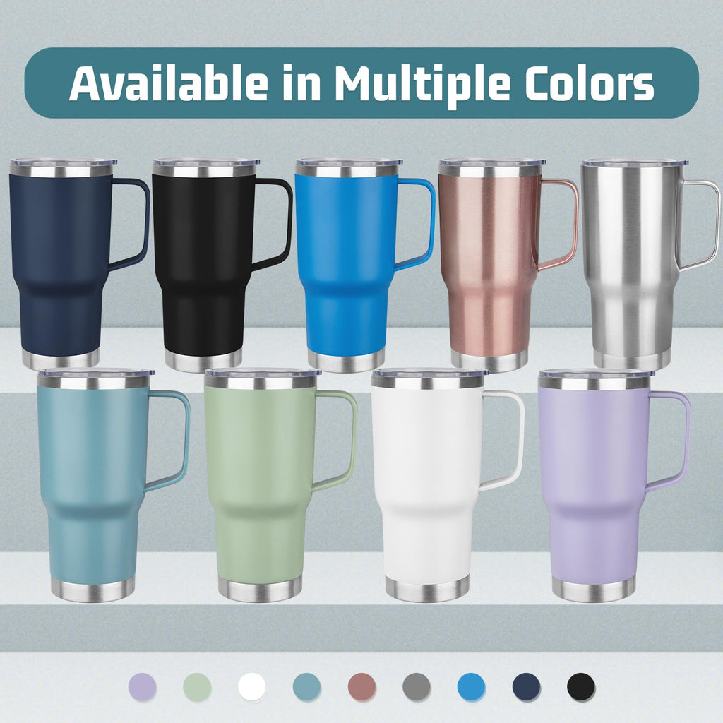 20 oz Stainless Steel Insulated Tumbler with Handle Lid and Straw G6210